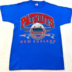 RARE Vintage 1995 New England Patriots NFL Logo 7 Blue T Shirt Adult Sz Medium